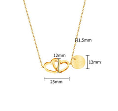 Double love necklace interlocking heart pendant