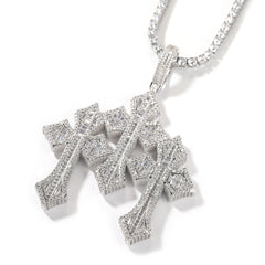 Retro Cross Square Zircon Inlay Necklace