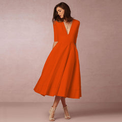 Women's Evening Dress Sexy Deep V Long Sleeve Dress