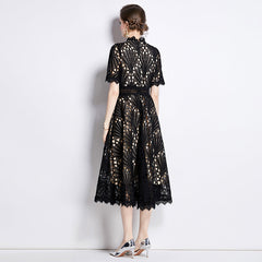 French lace round neck dress