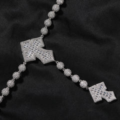 Hip Hop Beaded Zirconia Cross Necklace