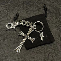 Retro cross sword keychain