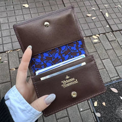 Solid color long cowhide card bag ID bag