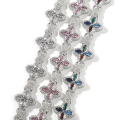 Hip-hop zircon colored infinite four-leaf clover bracelet