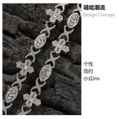 Hip Hop Zirconia Eye Cross Bracelet