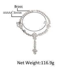 Hip Hop Beaded Zirconia Cross Necklace