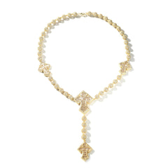 Hip Hop Beaded Zirconia Cross Necklace