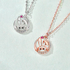 Cute Rabbit Inlaid Zircon Necklace Sterling Silver 925 Personality Clavicle Chain