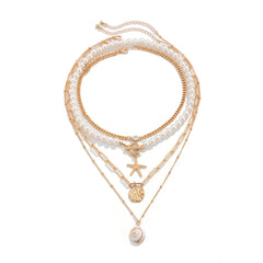 starfish necklace shell conch tassel multi-layer necklace