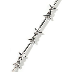 Hiphop zircon-encrusted barbed wire necklace