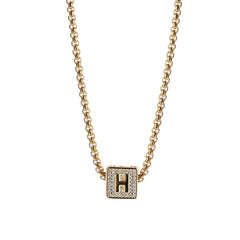 Hip Hop 26 Letter Square Pendant Passepartout Letter Necklace
