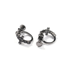 Hip Hop Zircon Black Spiral Clasp Cross Earrings