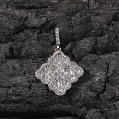 Full-diamond zircon four-leaf clover necklace