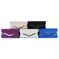 V-shaped metal strip flashing fashion evening bag