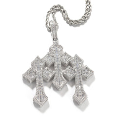 Retro Cross Square Zircon Inlay Necklace
