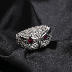 Hip-hop creative owl zircon-encrusted ring