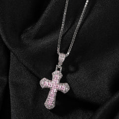 Gold-plated, diamond-encrusted mini cross necklace