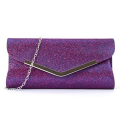 V-shaped metal strip flashing fashion evening bag