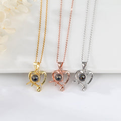 Dragonfly Love Heart Projection Necklace