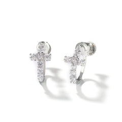 Hip Hop Zircon Black Spiral Clasp Cross Earrings