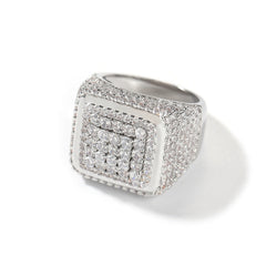 Hip-hop large square ring with zircon