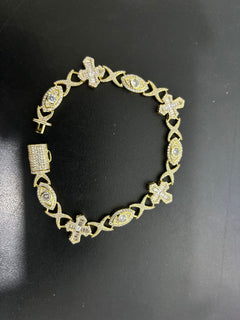Hip Hop Zirconia Eye Cross Bracelet