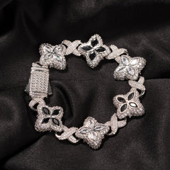 Hip-hop zircon colored infinite four-leaf clover bracelet