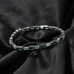 Hip-hop zircon-encrusted emerald color-matching tennis chain
