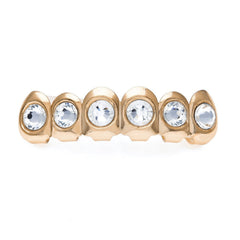 Hip-hop diamond-encrusted and gold-plated teeth grillz