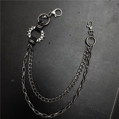 Exaggerated spiked retro trendy brand single loop pants chain