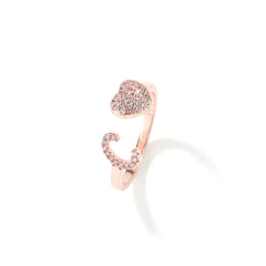 Hip-hop zircon-encrusted 26 English letters ring
