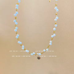 Titanium steel pearl clavicle necklace