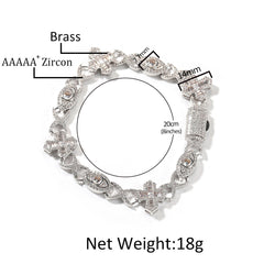 Hip Hop Zirconia Eye Cross Bracelet