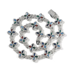 Hip-hop zircon colored infinite four-leaf clover bracelet