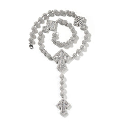Hip Hop Beaded Zirconia Cross Necklace