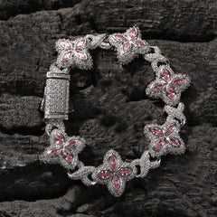 Hip-hop zircon colored infinite four-leaf clover bracelet