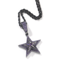Hip-hop diamond-studded rotating five-pointed star necklace