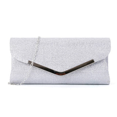 V-shaped metal strip flashing fashion evening bag