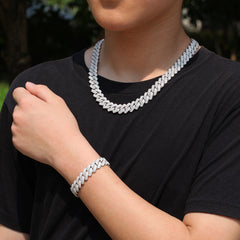 Hip-hop bar-style Cuban zircon-encrusted necklace