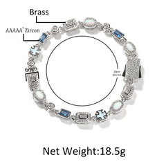6mm blue colored gemstone bracelet with diamonds