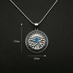 Eye of Horus Gold Blue Eye Medal Pendant