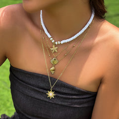 starfish necklace shell conch tassel multi-layer necklace
