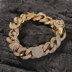 Hip-hop zircon-encrusted sun, star and eye necklace