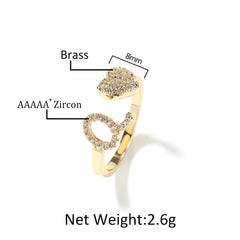 Hip-hop zircon-encrusted 26 English letters ring