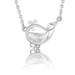 s925 Silver Sea Blue Half Moon Zircon Whale Necklace