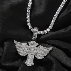 Angel Wings Cross Diamond Pendant
