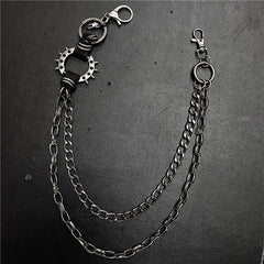 Exaggerated spiked retro trendy brand single loop pants chain