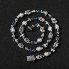 6mm blue colored gemstone bracelet with diamonds