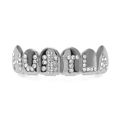Hip-hop diamond-encrusted and gold-plated teeth grillz