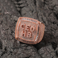 Hip-hop diamond-encrusted zircon DIY letter square ring